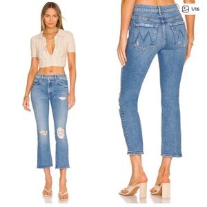 MOTHER Blue Cropped Ankle Jeans